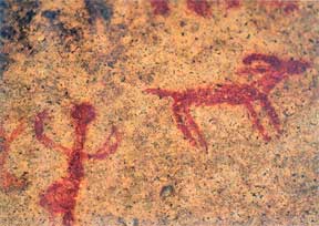 Pictographs are found in several areas along the river.